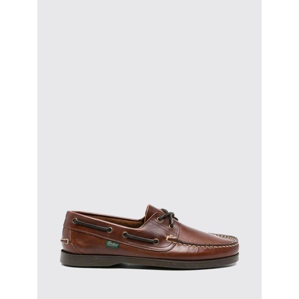 Paraboot Men Smooth Calfskin Leather Boat Shoes Paraboot With Rubber Soles